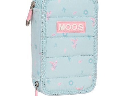 Double Pencil Case Moos Garden Turquoise 12.5 x 19.5 x 4 cm (28 Pieces) Discount