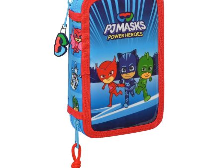 Double Pencil Case PJ Masks Blue 12.5 x 19.5 x 4 cm (28 Pieces) Online