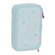 Double Pencil Case Moos Garden Turquoise 12.5 x 19.5 x 4 cm (28 Pieces) Discount