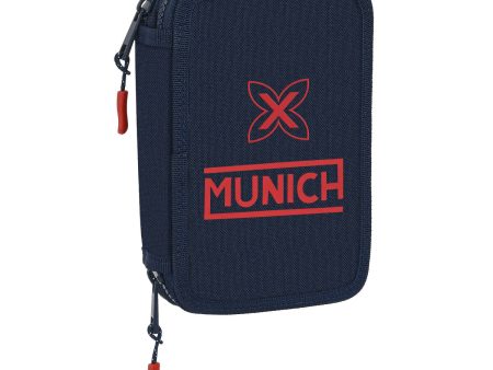 Double Pencil Case Munich Flash Navy Blue 12.5 x 19.5 x 4 cm (28 Pieces) For Discount