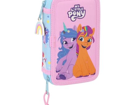 Double Pencil Case My Little Pony Wild & free Blue Pink 12.5 x 19.5 x 4 cm (28 Pieces) Fashion