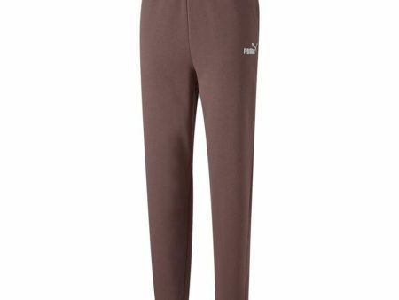 Adult s Tracksuit Bottoms Puma Ess+ Embroidery High-Waist Brown Lady Supply