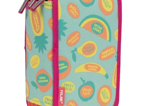 Triple Pencil Case Milan Frutikis Green Orange 19,5 x 13 x 7,5 cm Cheap