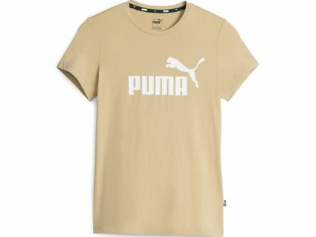 Women’s Short Sleeve T-Shirt Puma Ess Logo Beige Online now