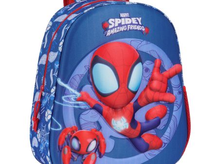 3D School Bag Spider-Man Red Navy Blue 27 x 33 x 10 cm Fashion