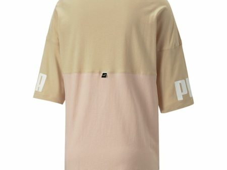 Women’s Short Sleeve T-Shirt Puma Colorblock Beige Sale