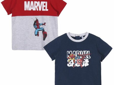 Child s Short Sleeve T-Shirt Marvel Grey 2 Units For Cheap