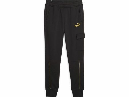 Adult s Tracksuit Bottoms Puma Ess+ Minimal Gold Black Men Hot on Sale